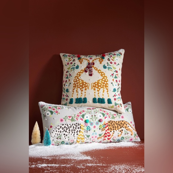 Anthropologie Giraffe Claus Embroidered Pillow - Picture 5 of 12